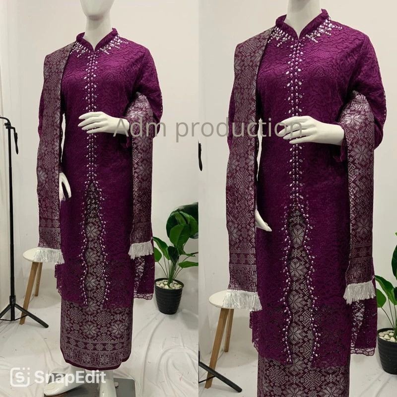 Durable Multi New realpict sanghai brukat zig-zag kebaya set songket shawl//sanghai brocade kebaya//palembang skirt//... - Image 5