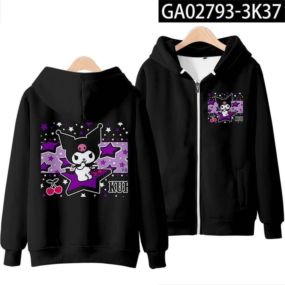 Durable Versatile NEW Anime Kuromi My Melody Jacket Hooded Tops Long Sleeve Coat Casual Loose Graphic Sports Outerwea... - Image 5