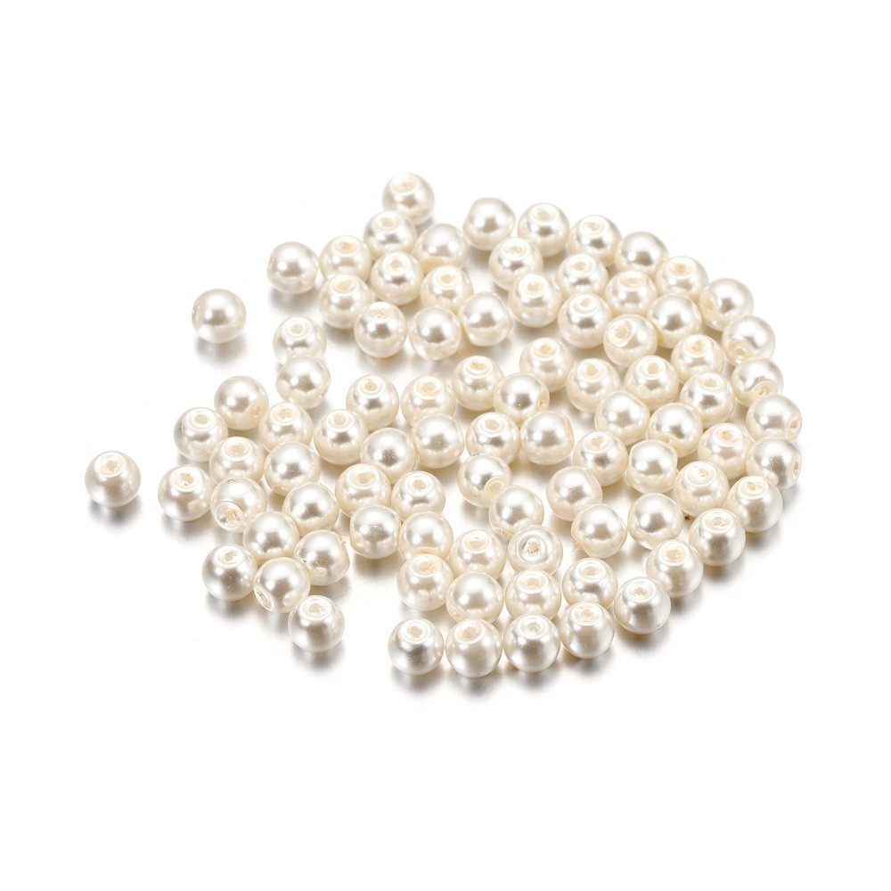 St.kunkka 100pcs 4mm Glass Pearl Beads Manik Kaca for hijab Manik Kaca Mask Extender