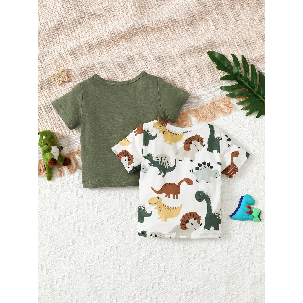 2PCS Clothes for Baby Boy 1-3 Years Fashion Cool Boy Top Cute Animal Print T-shirt Summer Kids Boy Casual Shirt