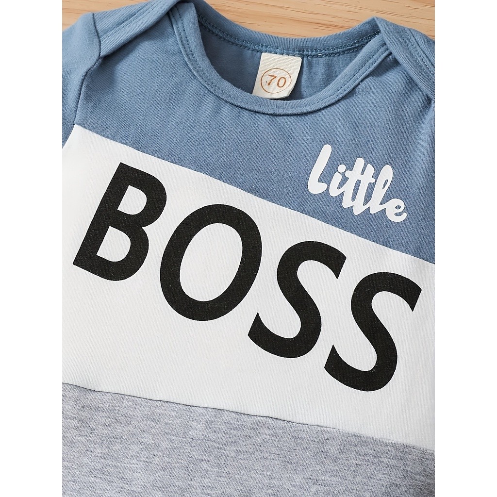 Premium Essential Clothes Baby Boy 3-24 Months 3PCS Newborn Clothing Set Short Sleeves Little BOOS Print Bodysuit Hat... - Image 4