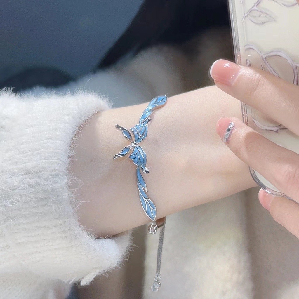 Premium Durable Star New Chinese Moonlight Blue Bamboo Knot Moon Pearl Beaded Bracelet Small Design Sense of Ethnic S... - Image 4