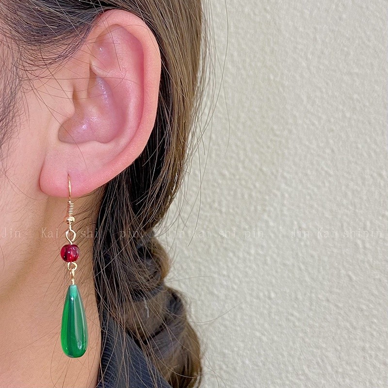 Reliable Premium Luxury Women's Imitation Jade Water Drops Earrings Chinese Style Elegant Gift Girlfriend Transparent... - Image 3