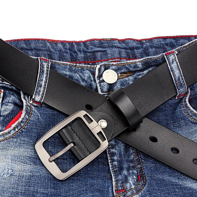 Style Daily Men's Leather Belt Cowhide Retro High Quality Male Luxury Pin Buckle Fancy Vintage Jeans Strap Casual - Image 4