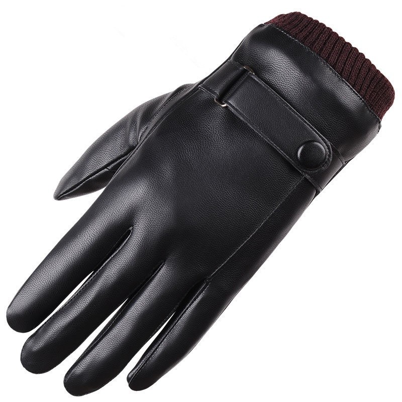 Versatile Durable Men Winter Windproof Gloves Touch Screen Keep Warm Driving Male Autumn Fashion Black Leather - Image 3