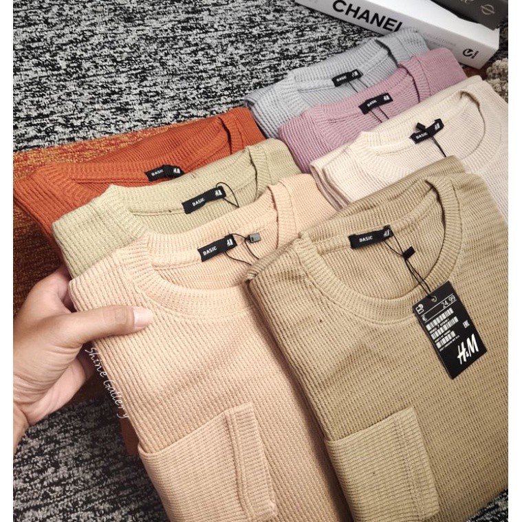 Versatile Essential Rib WAFER T-SHIRT / KNITWEAR Thick Long Sleeve Women W - Image 5