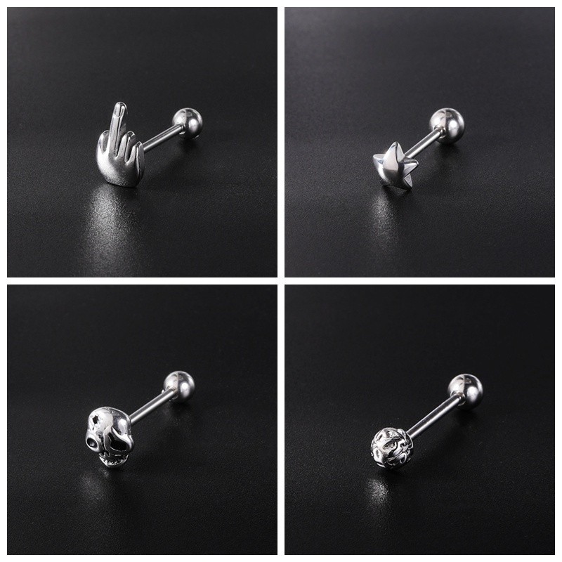 Quality Must 1 PC 14G Colorful Scale Tongue Piercing Stainless Steel Skull Ring Round Industrial Barbell Rings Body D... - Image 2