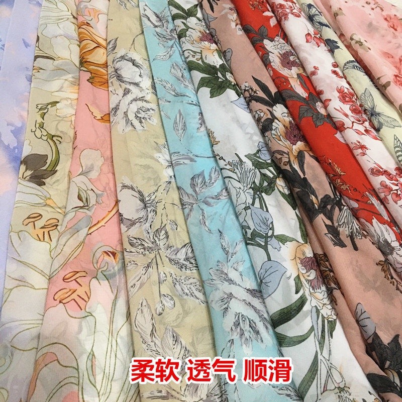 Reliable Quality Chiffon Printed Fabric Costume Hanfu Cool Dress Shirt Floral Slightly Transparent Clothing - Image 2