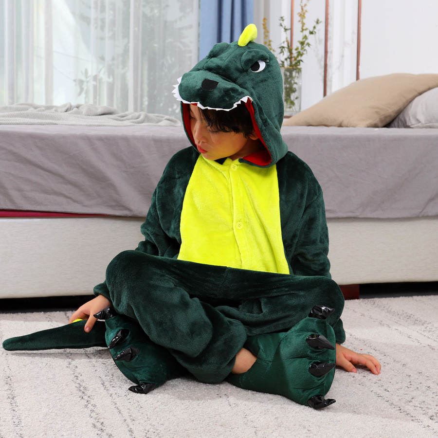 Durable Purpose Parent-Child Pajamas Women baju tidur Cute Green Dinosaur Animal Onesies Adult Couple Costume Cartoon... - Image 4