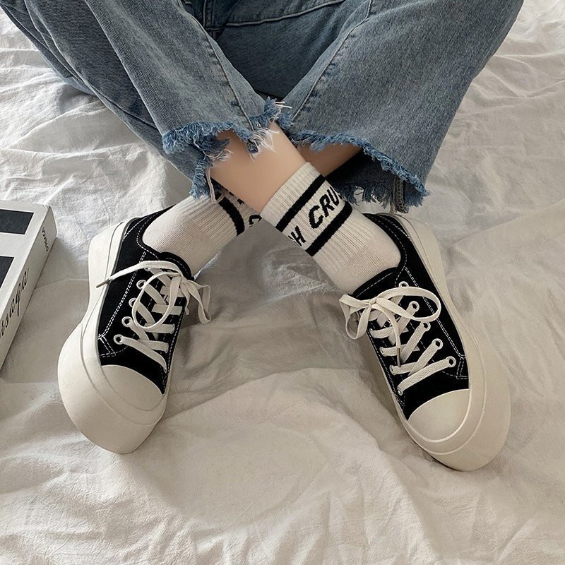 Walking Comfort MAY Classic Canvas Sneakers Rubber Low Top Student Girl Shoes Concise Small White Kasut Ainna Athletic - Image 2
