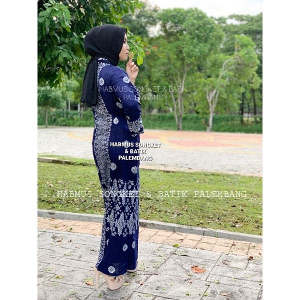 Multi Quality Couple GAMIS BATIK SONGKET PALEMBANG NAVY SILVER Have - Image 3