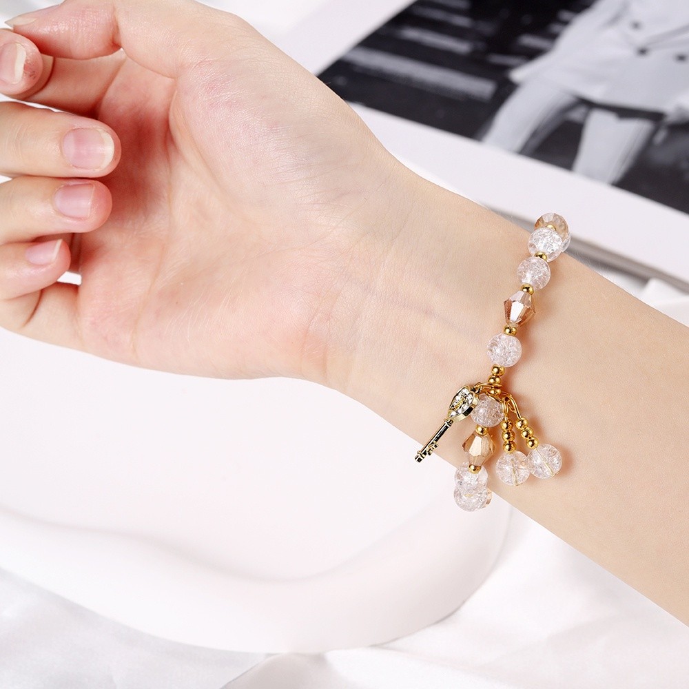 Essential Durable Ladies Bead Crystal Bracelet Diamond Love Key Pendant Purpose Have - Image 3