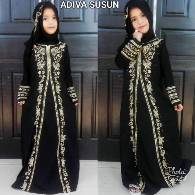 Reliable Quality Baju Gamis Arab Kanak Black Embroidery Kids Material Hitam Bordir Bahan Jetblack - Image 4