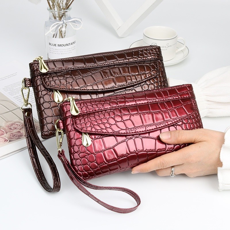 Bright Face PU Leather Casual Ladies Clutch Coin Purse