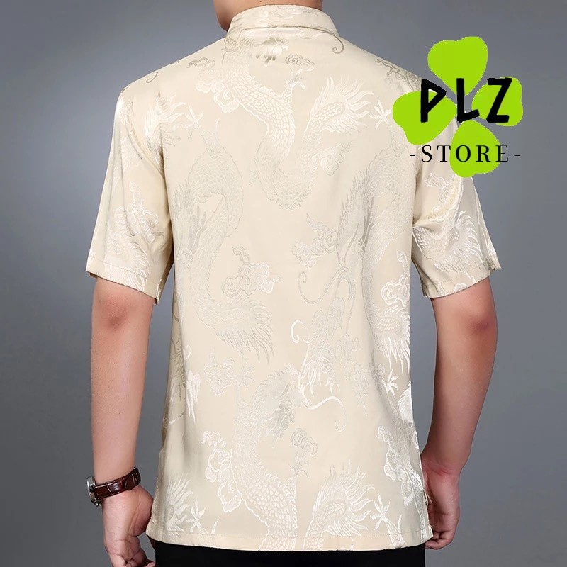 Premium Durable m High Quality Silk Satin Shirt Plus Size Embroidery Dragon Tang Suit Middle-aged Elderly SamFu Tradi... - Image 5