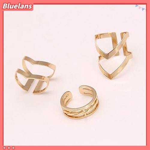 Multi Reliable Fashion Women's Warp Gold Silver Above Band Midi Knuckle Ring Rings 3Pcs/Set - Image 3