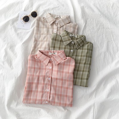 Versatile Multi korean style women ladies long sleeve vintage plaid shirt blouse baju wanita lengan panjang Purpose - Image 4