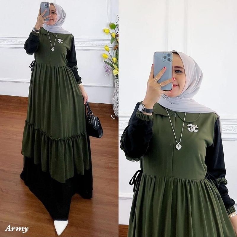Must Purpose ️ Prianka DRESS GAMIS MUSLIM PREMIUM FULL LAYER LAPIS LD 110 FIT XL (FREE BROS) FASHION MAXY MAXI Wome... - Image 3