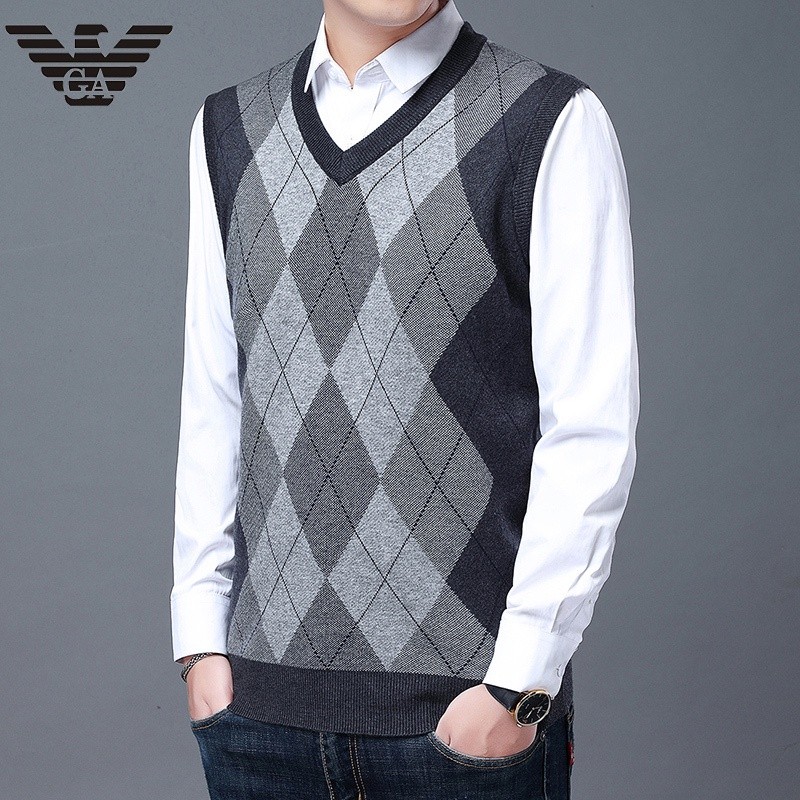 Have Premium New Men V-neck Thin Sweater Vest Business Sleeveless Mens Cool Local - Image 3