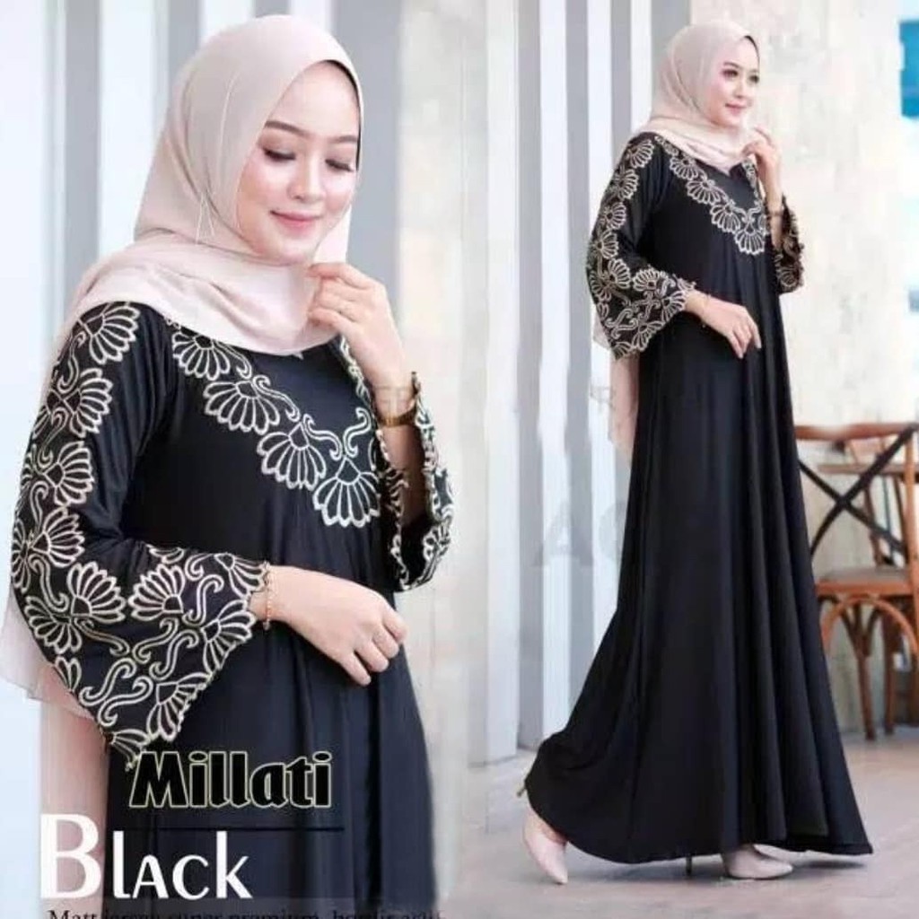 Essential Quality HITAM Abaya Robe Maxi Dress Saudi Arabia Embroidery Zephy Turkey Umrah Dubai India Women Black | MI... - Image 4