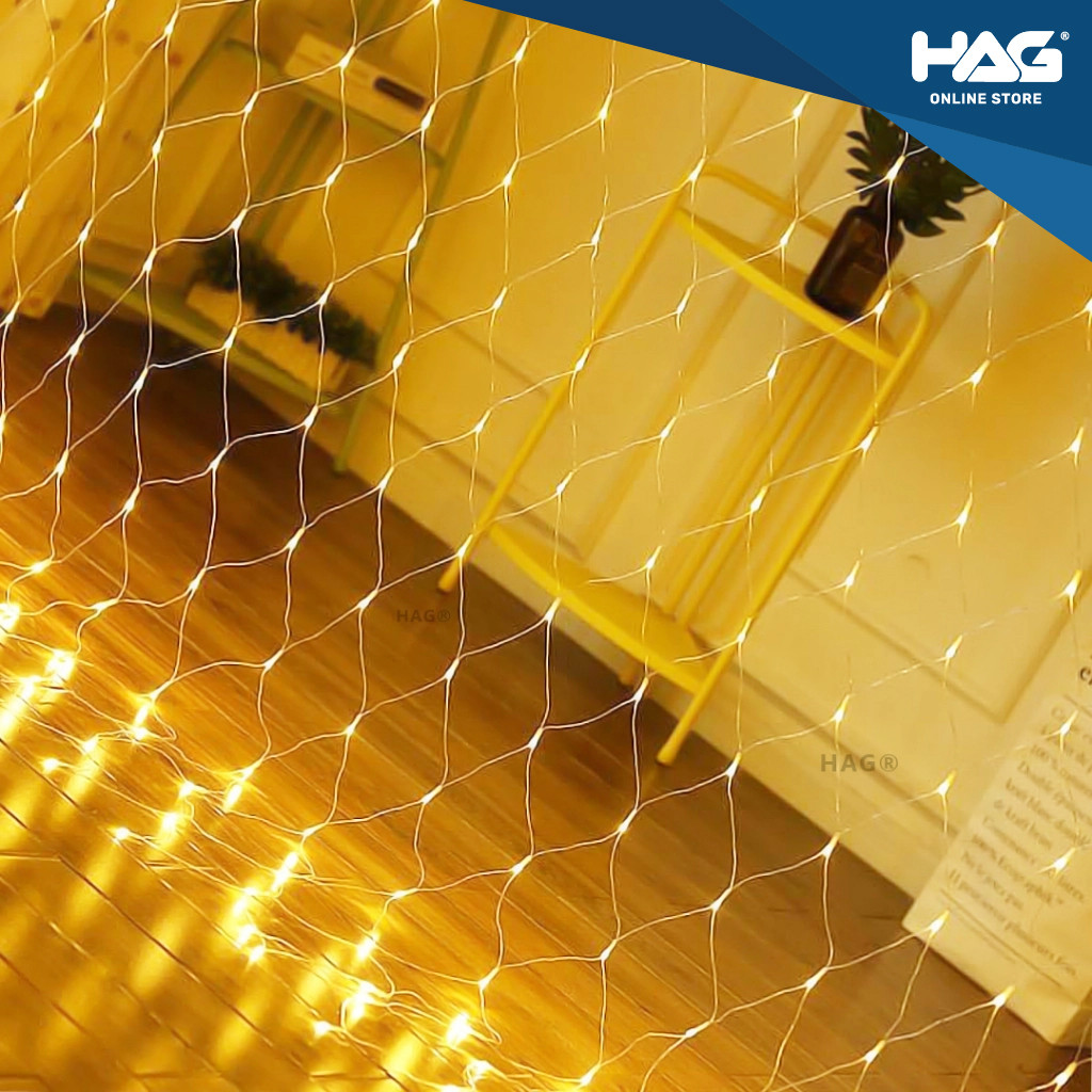 HAG® Raya Fish Net Festival Light - Yellow/Multicolor/Blue (3m x 2m, Waterproof, Mesh Design) FL-3200