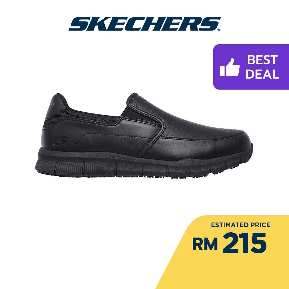 Skechers Men Work Nampa Slip Resistant Work Shoes - 77157-BLK Memory Foam Kasut Sneaker, Kerja, Lelaki