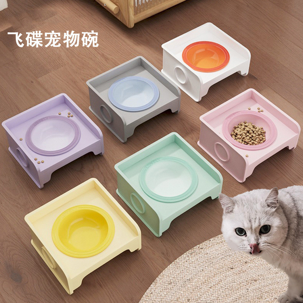 M/Pet UFO Bowl Height Increasing Bowl Rack Cat Food Holder Dog Bowl Cat Water Bowl Anti-Tumble Cat Bowl Ceramic Cat Rice