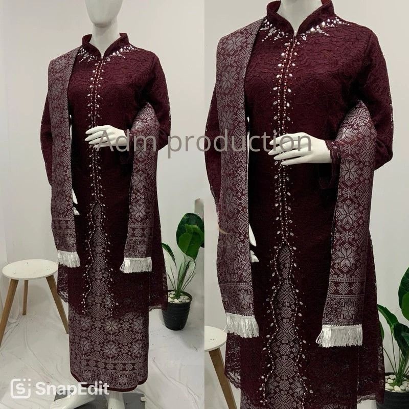 Durable Multi New realpict sanghai brukat zig-zag kebaya set songket shawl//sanghai brocade kebaya//palembang skirt//... - Image 2