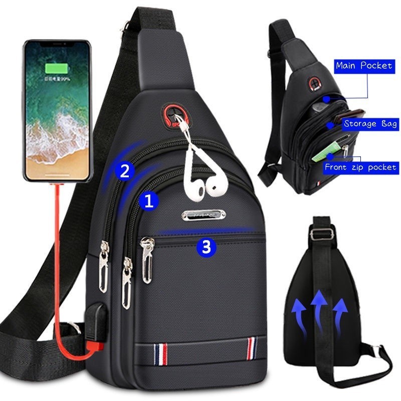 Premium Versatile Stok Sedia Beg Dada Kalis Air dan Tahan Haus 2022 Bahu Lelaki Messenger Sukan Kecil 3 Warna Pilihan... - Image 3