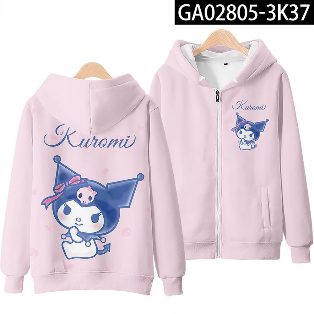 Durable Versatile NEW Anime Kuromi My Melody Jacket Hooded Tops Long Sleeve Coat Casual Loose Graphic Sports Outerwea... - Image 2