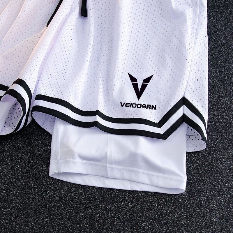 维动 美式 篮球短裤 男 men's basketball shorts 三分不过膝 假两件速干高弹训练 透气运动裤Breathable sweatpants