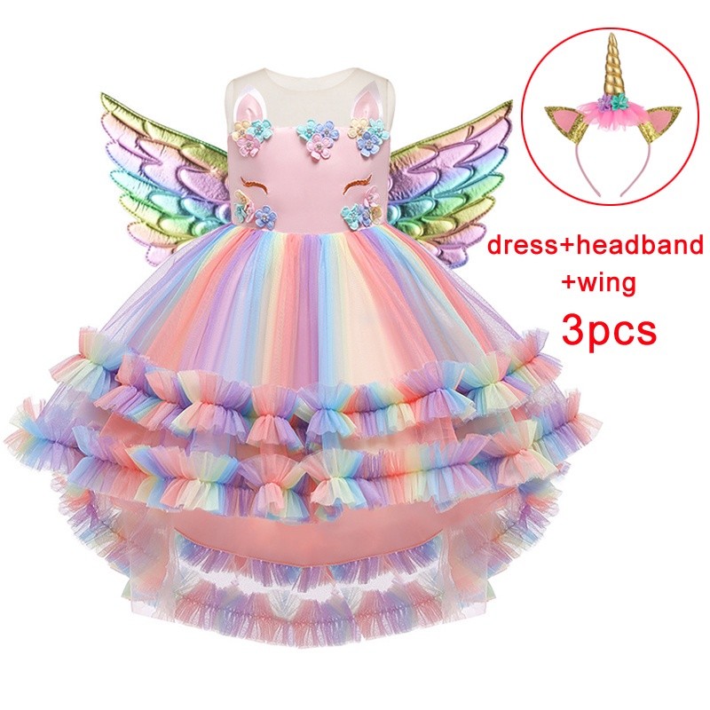 Reliable Have MQATZ Colorful Christmas Kids Unicorn Dress Baby Girl Children Costume Cosplay Party Flower Princess Dr... - Image 5