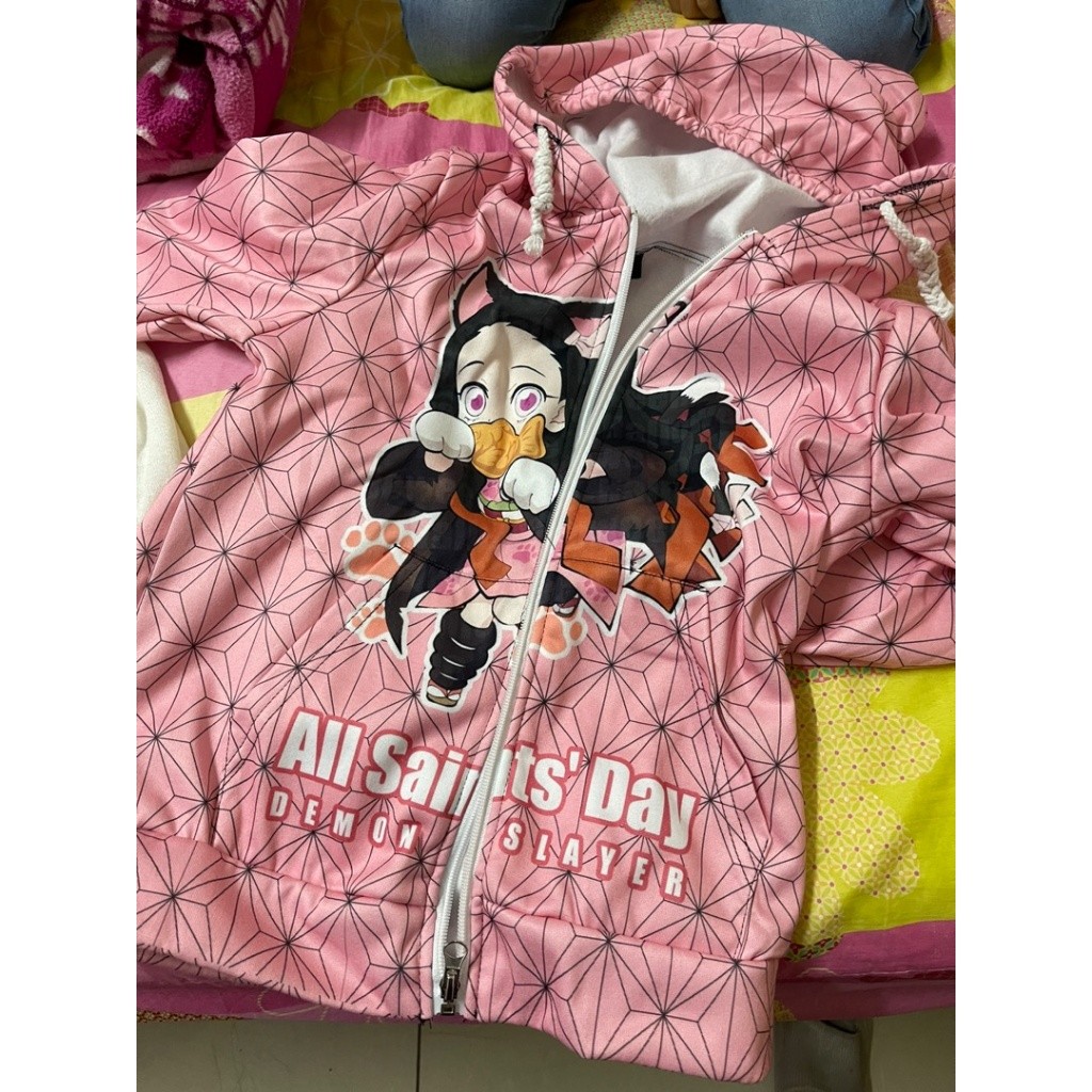 【100-170】Demon Slayer jacket nezuko shinobu tanjiro Hoodie Thin Velvet Style
