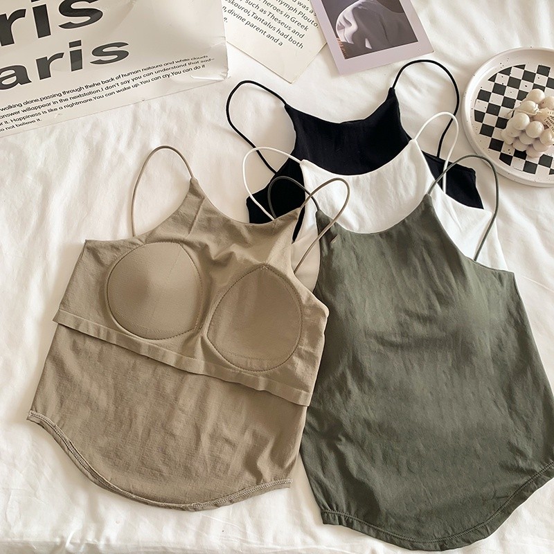 Purpose Quality Women Chest Pad Thin Vest Women's Bottoming Outside Wear Sleeveless Short Top Essential Premium - Image 3