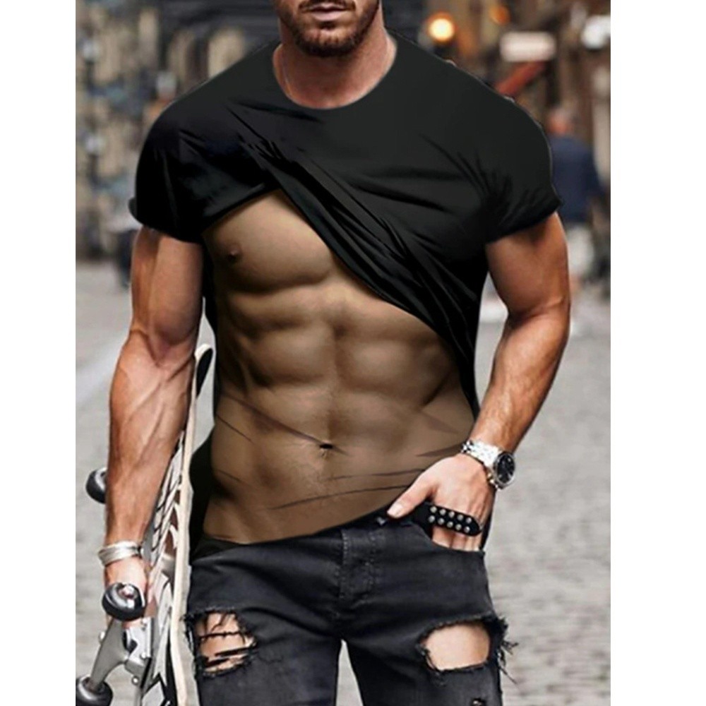 Multi Versatile Interesting 3d Fitness t-Shirt Man Short-Sleeved Street Clothing Cosplay Fake 2023 - Image 2