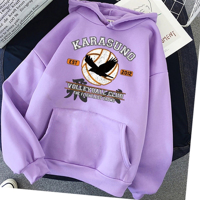 Durable Versatile S-3XL Hot Sale Funny Japanese Anime Streetwear Cartoon Haikyuu Hoodies Women Harajuku Karasuno Fly ...