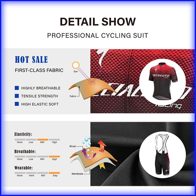 Durable Premium Men's Cycling Jerseys Set MTB Short Sleeves Breathable Quick Drying Clothes Bib Pants Tops Sales Reli...
