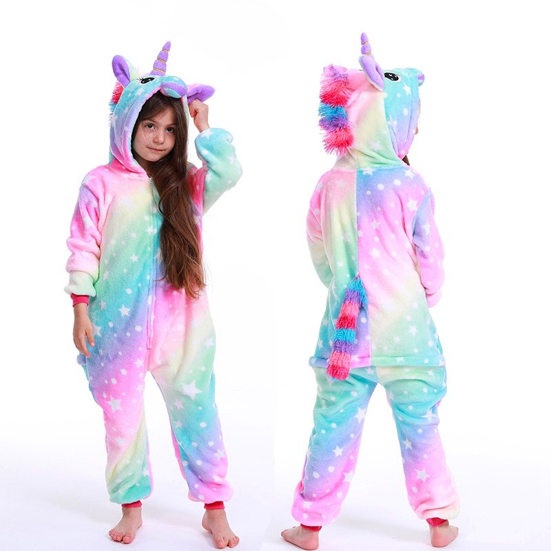 Essential Multi Children Warm One-Piece Pajamas Kids Girls Boys Cute Unicorn Cartoon Animals Sleepwear Clothes Versat...