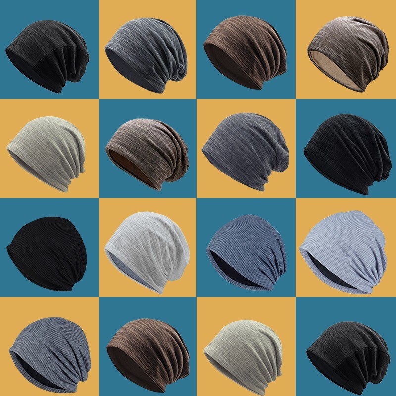 Portable Travel Men's Chic Striped Thin Baggy Slouch Summer Beanie Cap Hat Fashion - Image 4