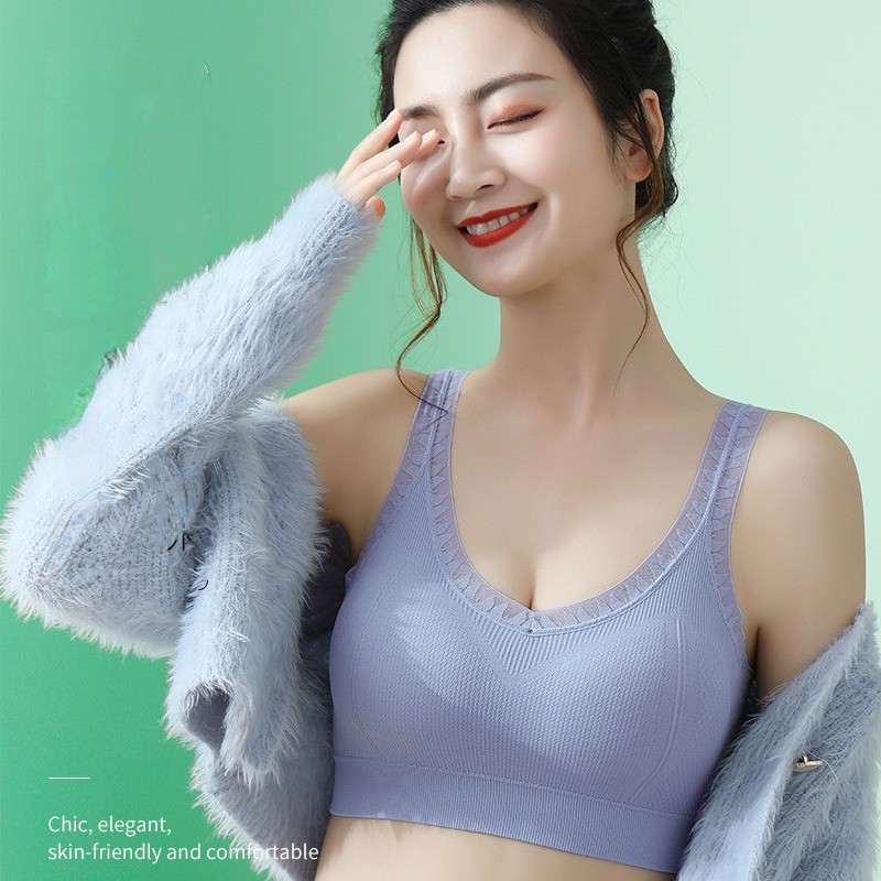 Have Purpose Lace bra plus size women suspenders chest pads beautiful back big U anti-lighting breasts collection tan... - Image 3