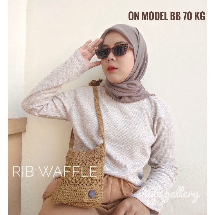 Versatile Essential Rib WAFER T-SHIRT / KNITWEAR Thick Long Sleeve Women W - Image 3