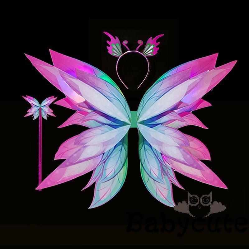 Must Reliable BB-Kids Girls Halloween Costume Light-up Tulle Skirt Butterfly Wings Fairy Stick Headband Party Favor C... - Image 3