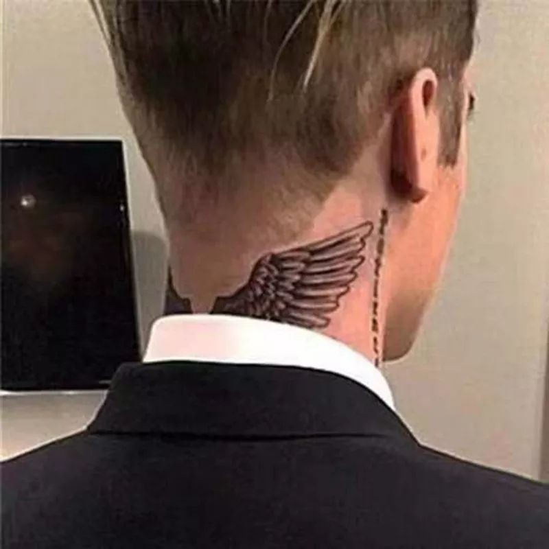 Must Multi Justin bieber Neck Wings Temporary tattoo Stickers Waterproof Angel Wholesale Fake Tatto - Image 4