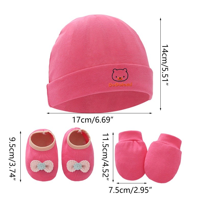 Premium Have OMG* 1 Set Baby Anti Scratching Gloves Hat Foot Cover Soft Cotton Newborn No Scratch Mittens Socks Beani... - Image 5