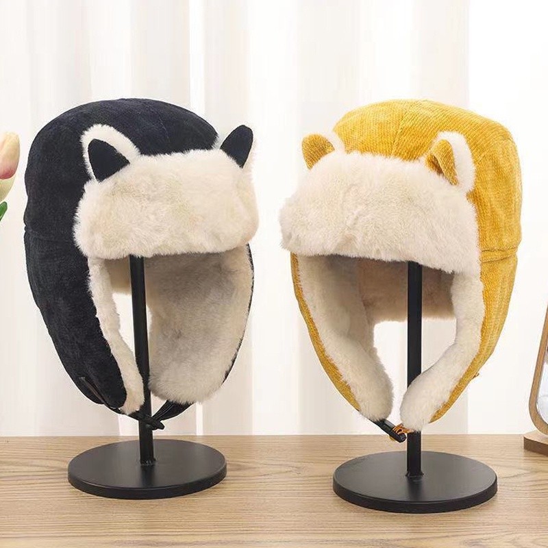 Have Multi Unisex Women Warm Earmuffs Thicken Ear-flapped Hat Winter Cold-proof Cashmere Lei Feng Cap Cat Ears Russian B - Image 3