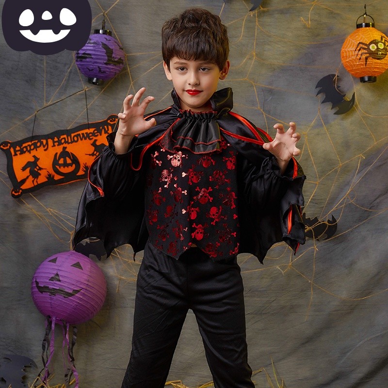 Premium Must Kids Halloween Costume Boy Girl Vampire Witch Performance Party Set Clothing Baju Budak Perempuan Dresse... - Image 3
