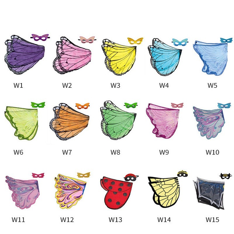Quality Purpose Butterfly Wings Angel Fairy Wing Party Fancy Cape Kids Cloak Eye Mask Shawl Halloween Cosplay Multi - Image 2