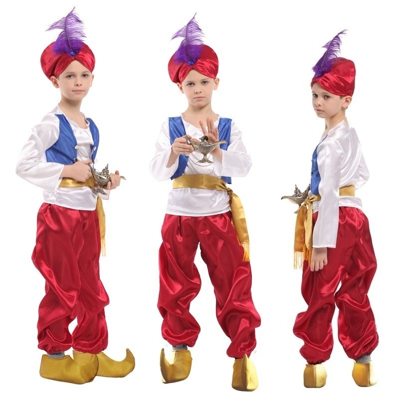 Versatile Have Disney Movie Aladdin Costume Kids Boy Arabian Prince Cosplay Clothes Boys Men Lamp Accessories - Image 3