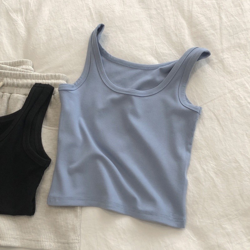 Must Durable Ready Stock Women Solid Color Sleeveless Tops Round Neck Casual Camisole Essential Reliable - Image 3