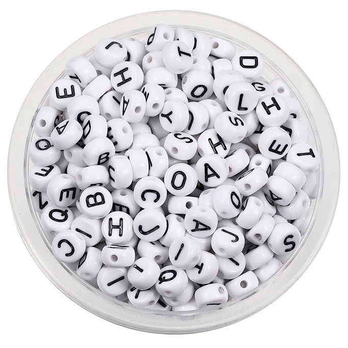Durable Multi St.kunkka 100-120pcs Mixed English Letter Acrylic Beads Flat Heart Alphabet Number Charms Bracelet Neck... - Image 5